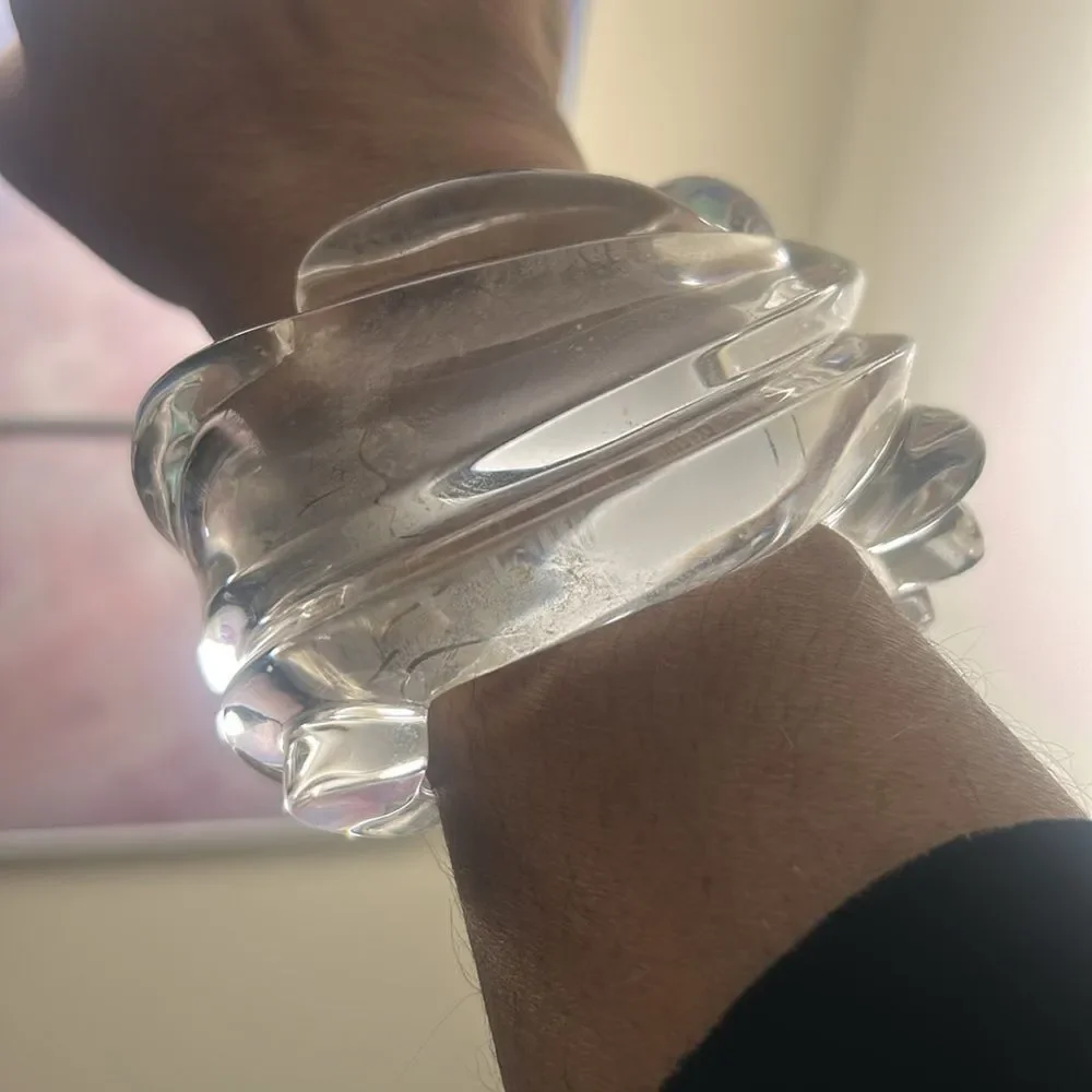 Vintage Mid-Century Modern Chunky Lucite Swirl Cuff Bracelet